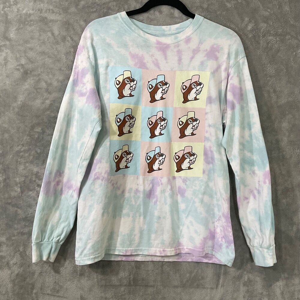 Buc-ee's Multi Logo Tie Dye Long Sleeve T Shirt Adult Size M Pop Art, coastal